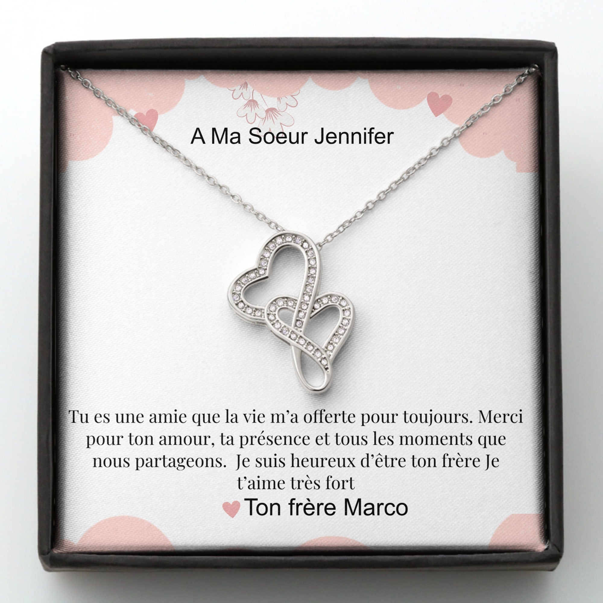 COLLIER COEUR A COEUR - A MA SOEUR JENNIFER