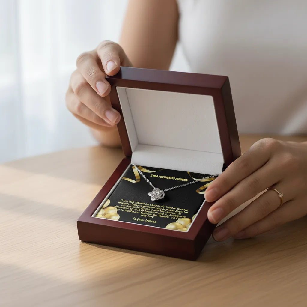 COLLIER NOEUD D'AMOUR - A MA PRECIEUSE MAMAN