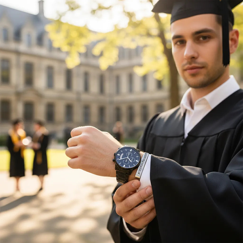 MONTRE CHRONOGRAPHE NOIRE - POUR TA GRADUATION