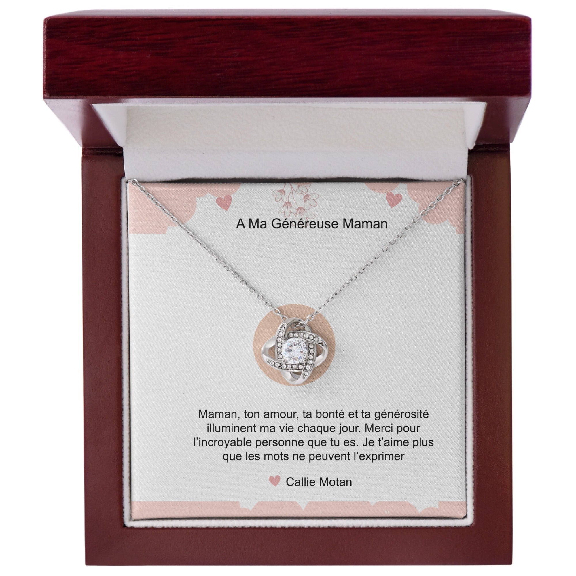 COLLIER NOEUD D'AMOUR - A MA GENEREUSE MAMAN
