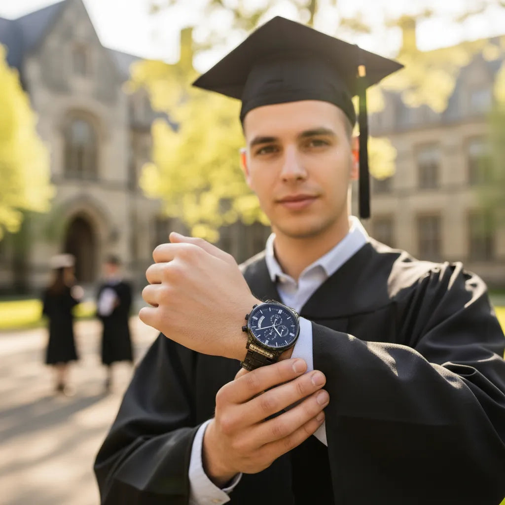 MONTRE CHRONOGRAPHE NOIRE - POUR TA GRADUATION