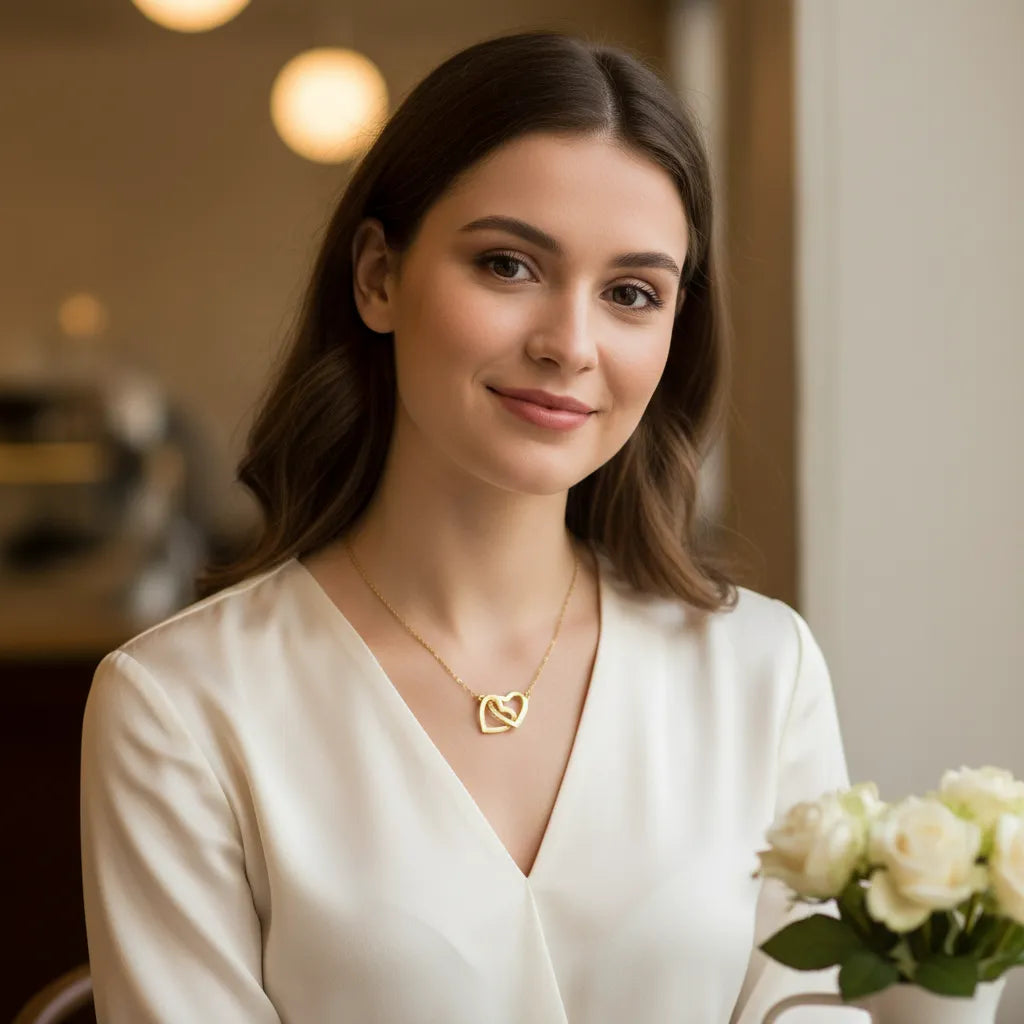 COLLIER DE COEURS ENTRELACÉS - JOYEUX ANNIVERSAIRES A MA FILLE