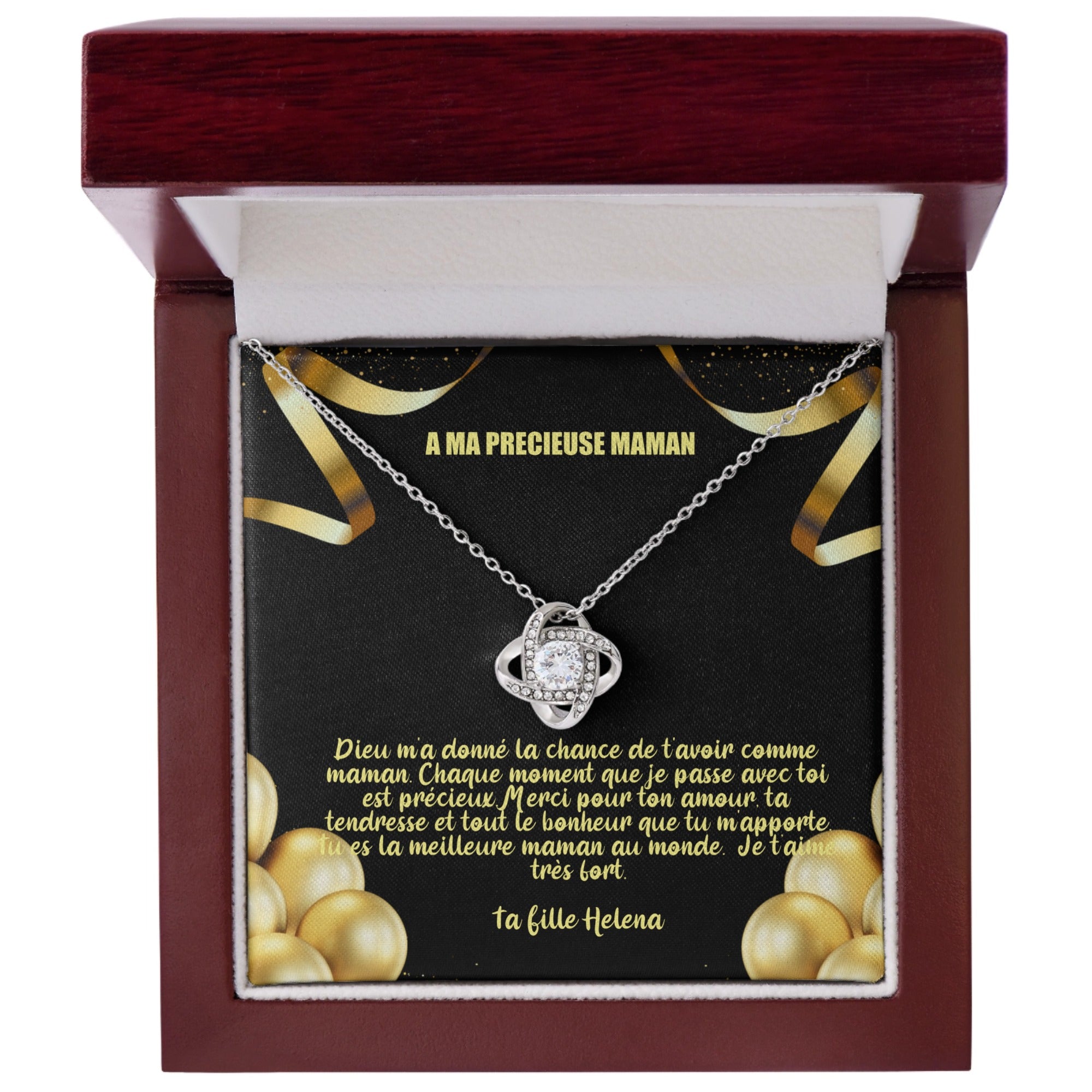 COLLIER NOEUD D'AMOUR - A MA PRECIEUSE MAMAN