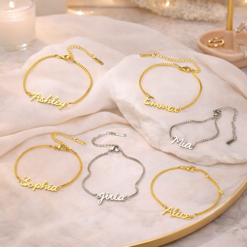 Bracelet Personnalisé Femme & Fille en Acier Inoxydable – Chaîne à Maillons avec Prénom Gravé