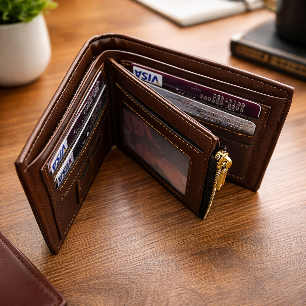 Portefeuille Homme en Cuir Personnalisé – Arbre Généalogique Avec Prénoms