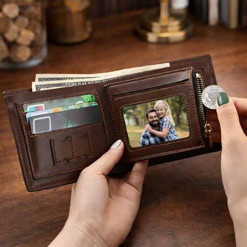 Portefeuille Homme en Cuir Personnalisé – Arbre Généalogique Avec Prénoms