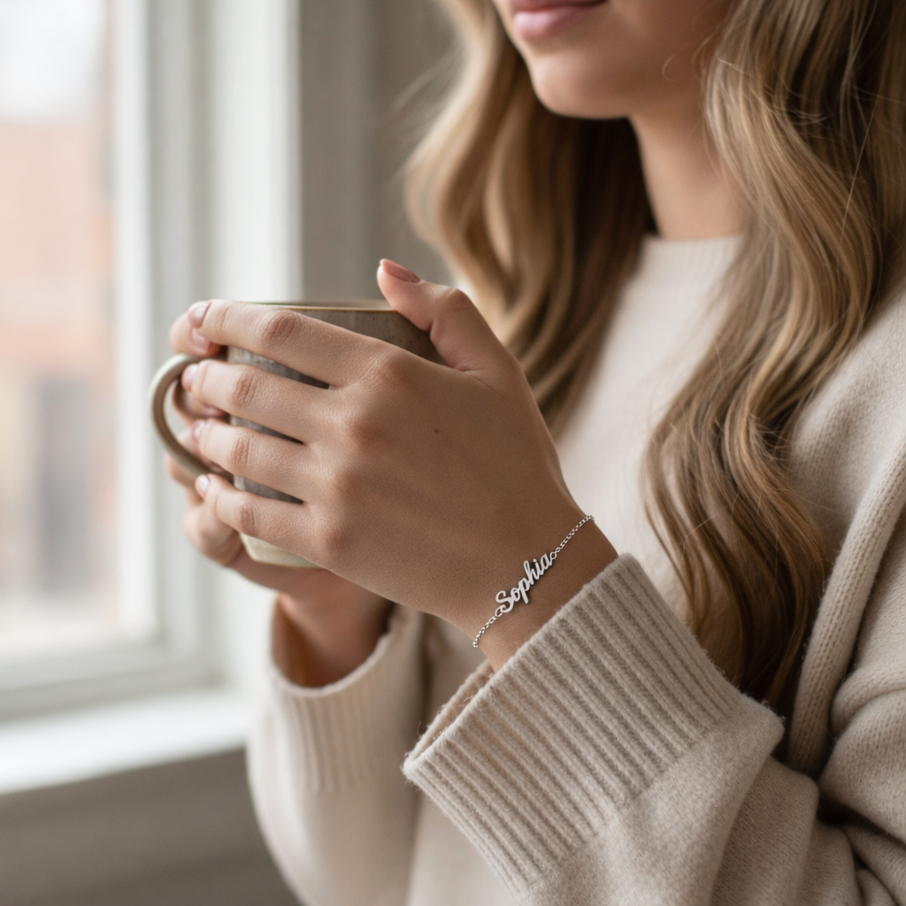 Bracelet Personnalisé Femme & Fille en Acier Inoxydable – Chaîne à Maillons avec Prénom Gravé