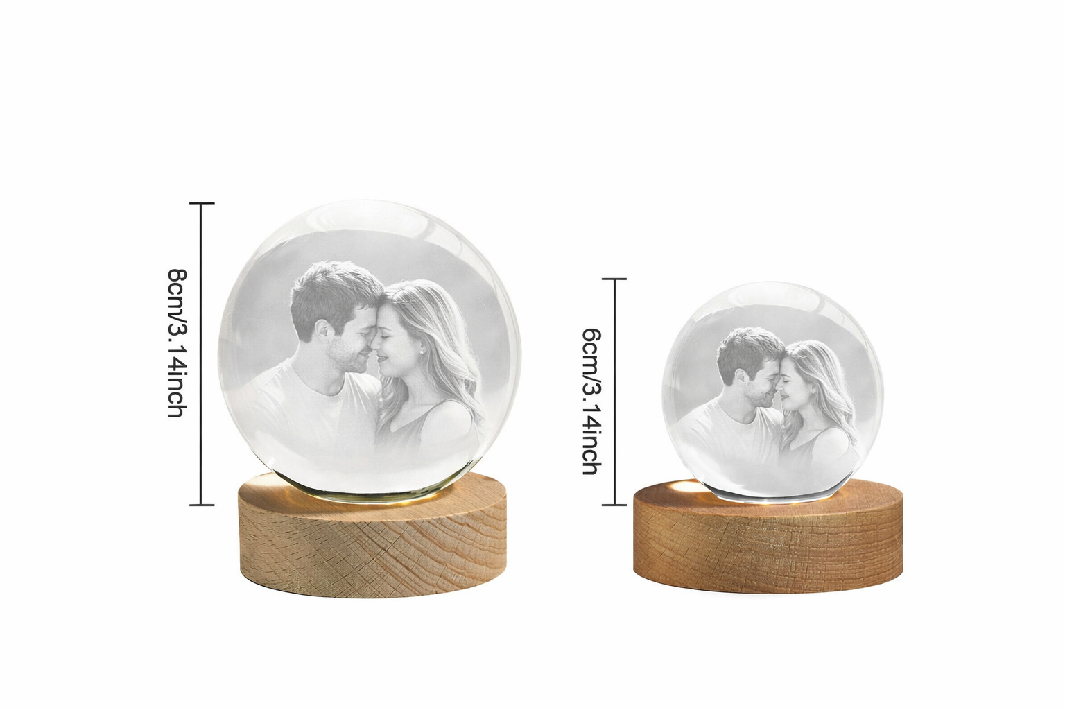 Veilleuse Boule de Cristal Personnalisée – Cadeau Photo LED Unique