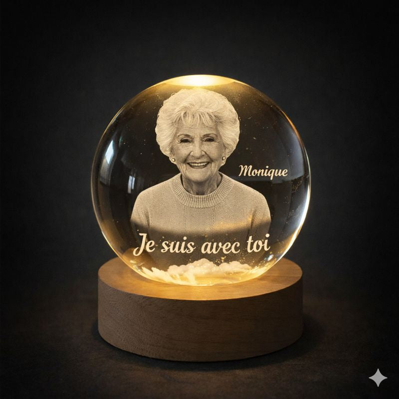 Veilleuse Boule de Cristal Commémorative Personnalisée