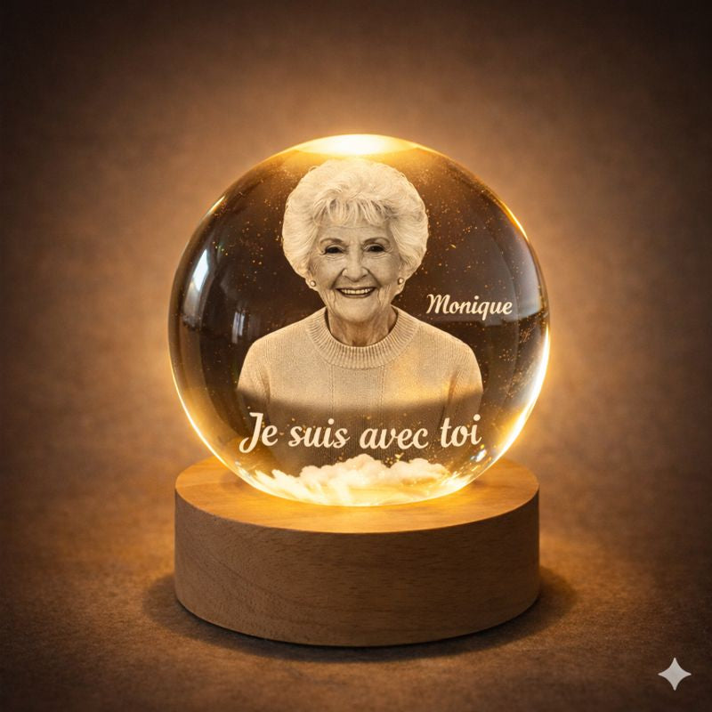 Veilleuse Boule de Cristal Commémorative Personnalisée