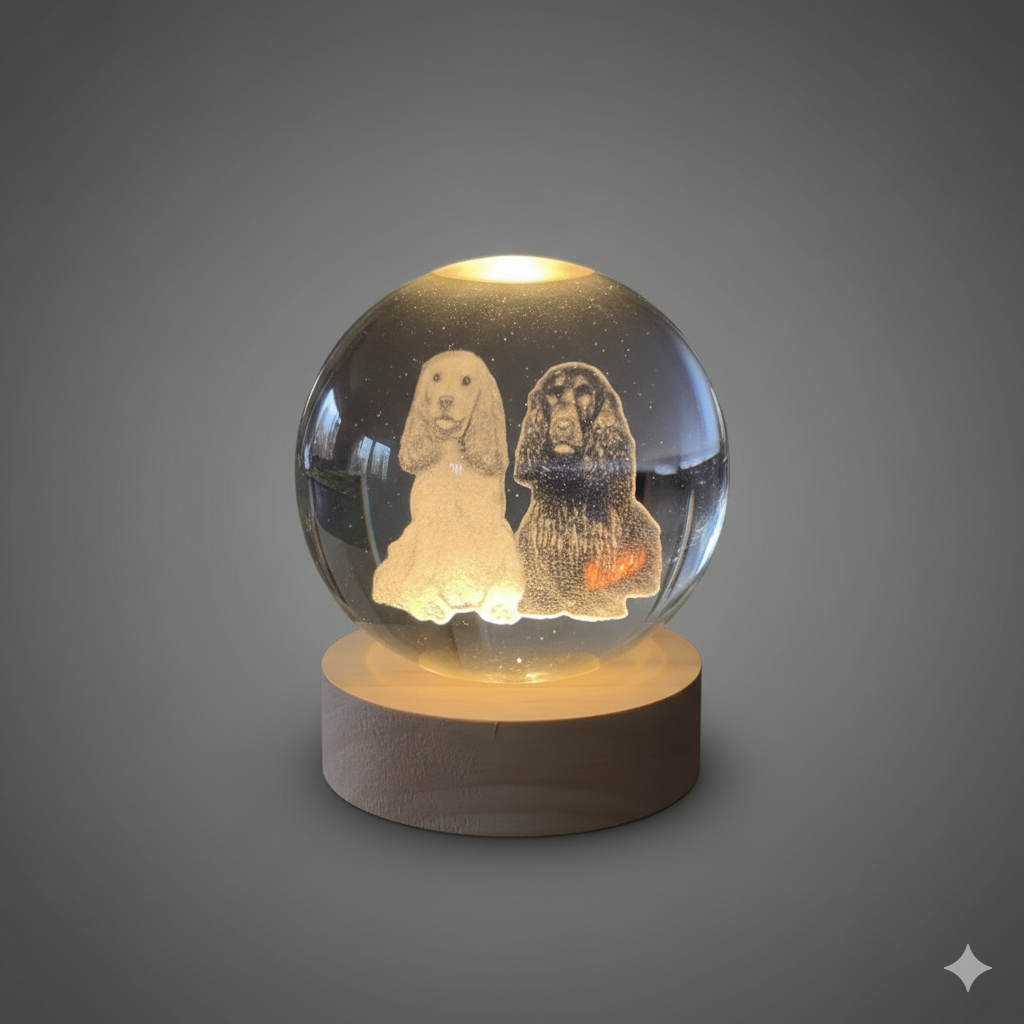 Veilleuse Boule de Cristal Commémorative Personnalisée