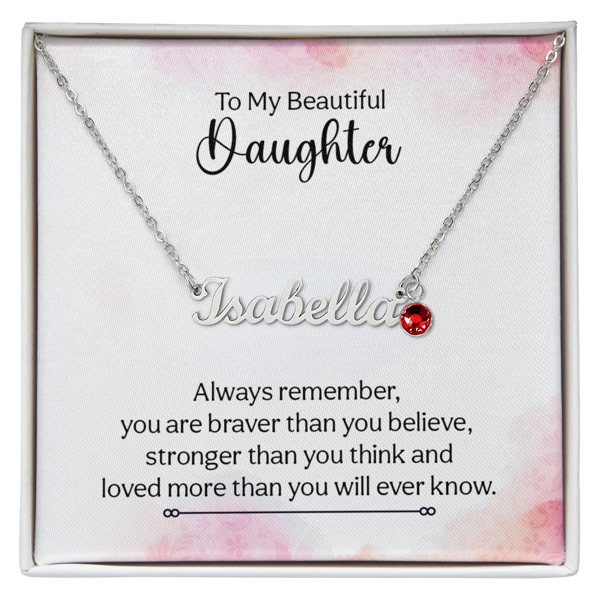 Collier de nom personnalisé avec pierre de naissance