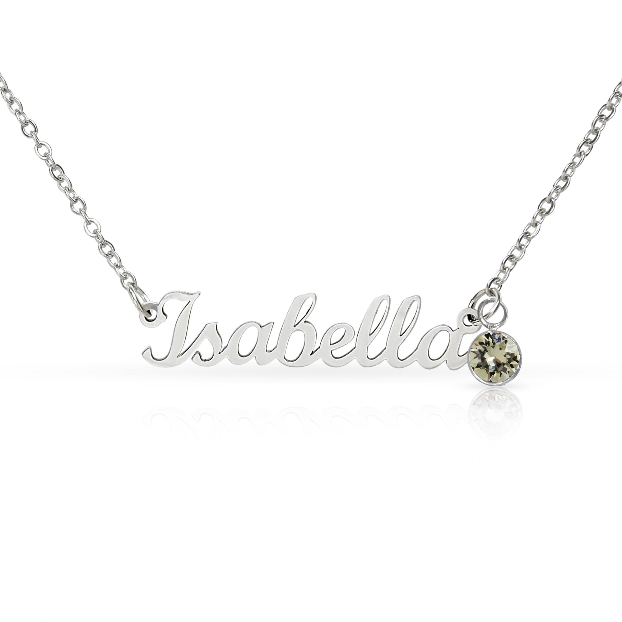 Collier de nom personnalisé avec pierre de naissance
