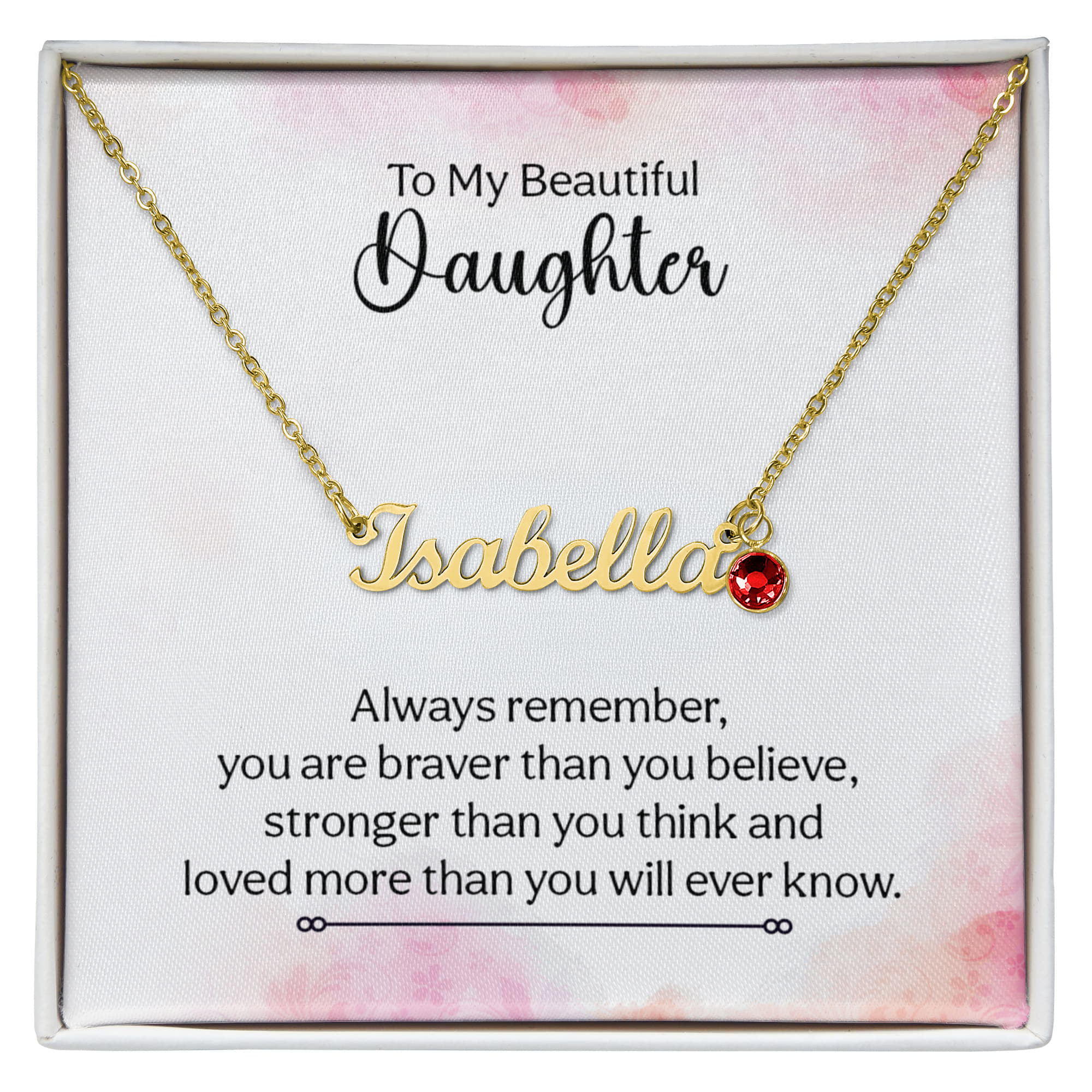 Collier de nom personnalisé avec pierre de naissance