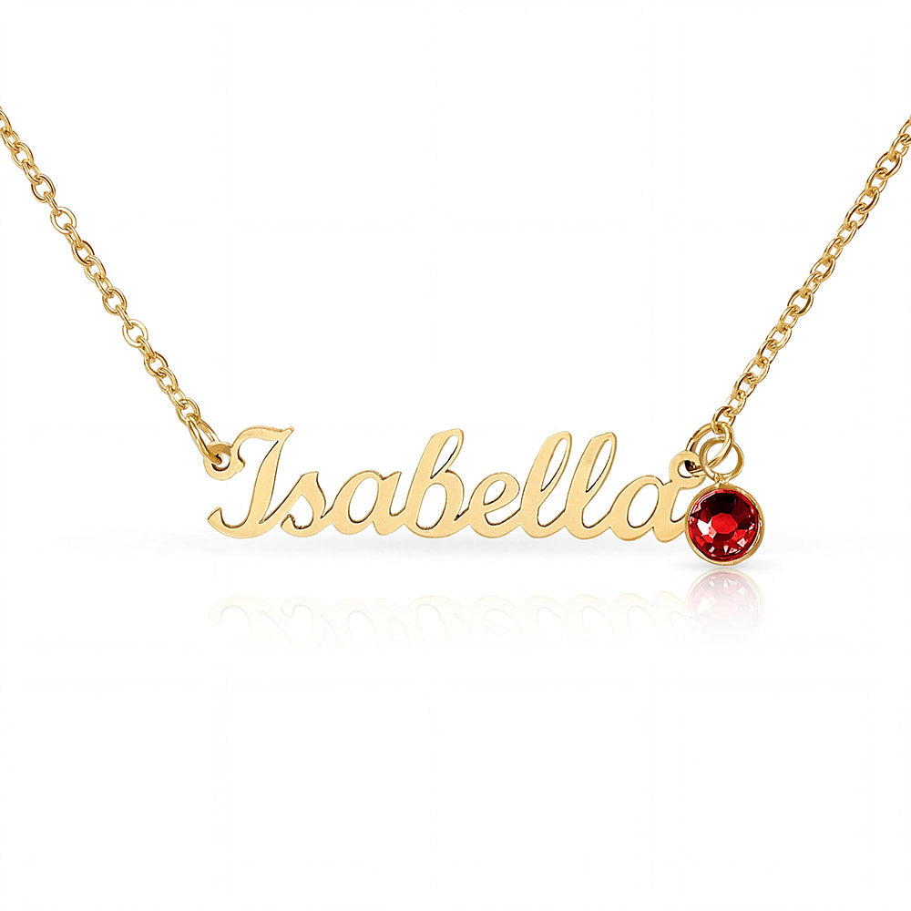 Collier de nom personnalisé avec pierre de naissance