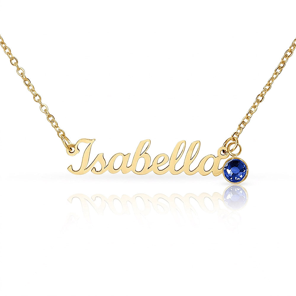 Collier de nom personnalisé avec pierre de naissance
