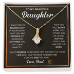 To My Beautiful Daughter Alluring Beauty - Necklace - Cadeau Fille de son Papa - Gift for Daughter from Dad - Gold Necklace.