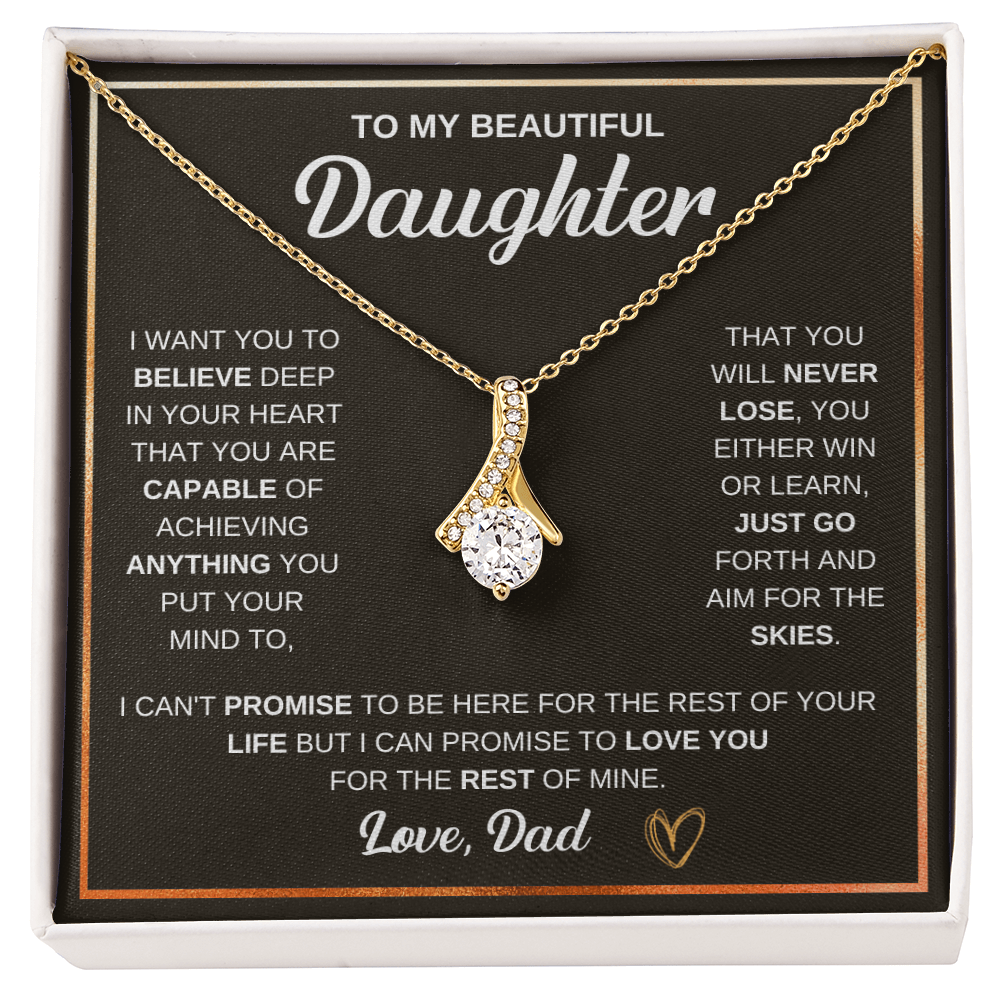 To My Beautiful Daughter Alluring Beauty - Necklace - Cadeau Fille de son Papa - Gift for Daughter from Dad - Gold Necklace.