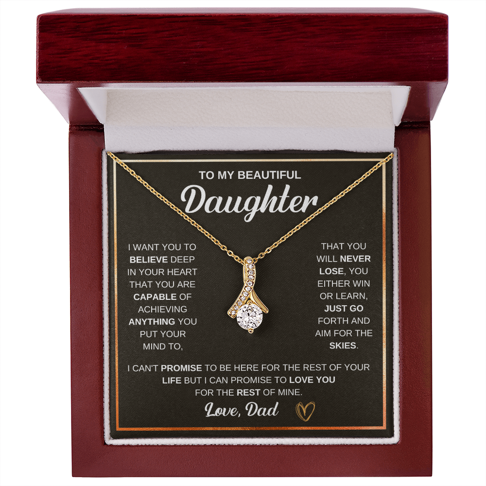 To My Beautiful Daughter Alluring Beauty - Necklace - Cadeau Fille de son Papa - Gift for Daughter from Dad - Gold Necklace.