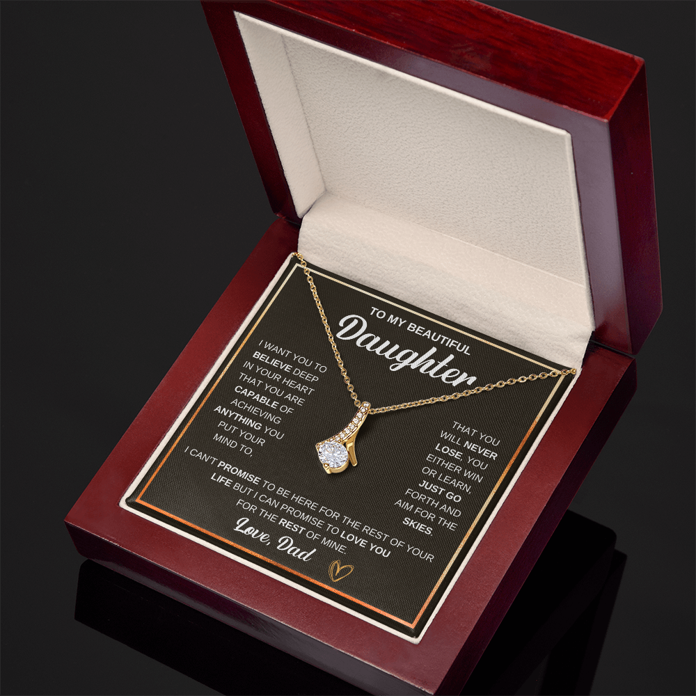 To My Beautiful Daughter Alluring Beauty - Necklace - Cadeau Fille de son Papa - Gift for Daughter from Dad - Gold Necklace.