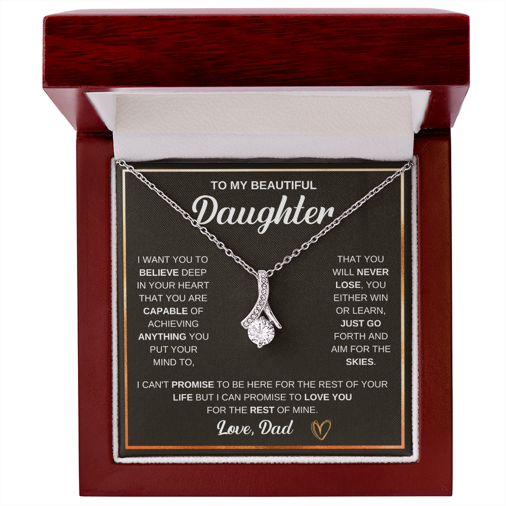 To My Beautiful Daughter Alluring Beauty - Necklace - Cadeau Fille de son Papa - Gift for Daughter from Dad - Gold Necklace.