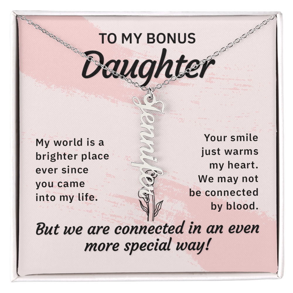 Bonus Daughter Personalized Name Necklace | Custom Stepdaughter Gift | Birthday, Christmas & Mother's Day