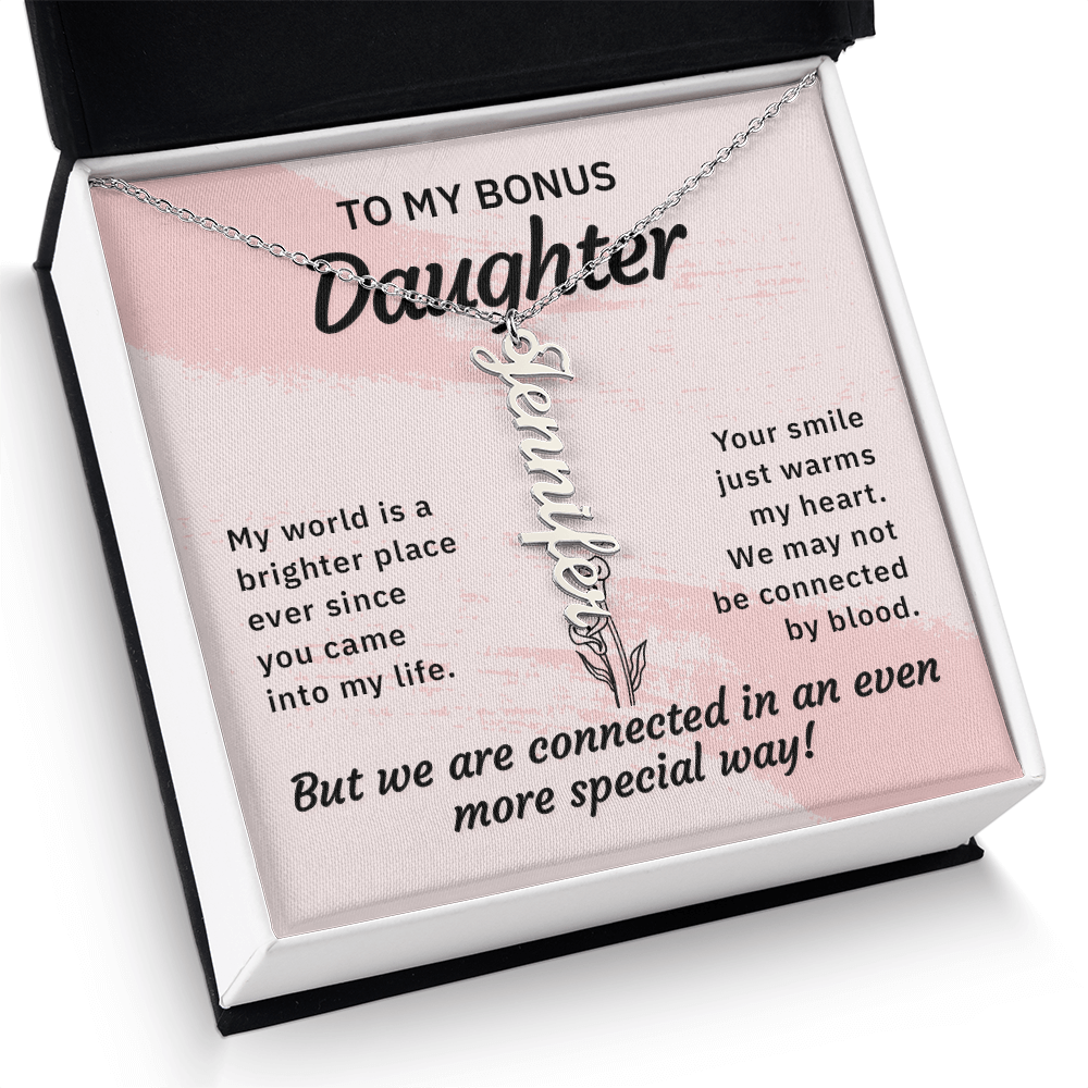 Bonus Daughter Personalized Name Necklace | Custom Stepdaughter Gift | Birthday, Christmas & Mother's Day