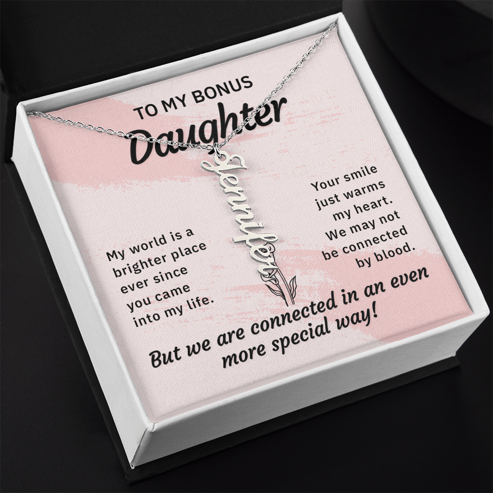 Bonus Daughter Personalized Name Necklace | Custom Stepdaughter Gift | Birthday, Christmas & Mother's Day