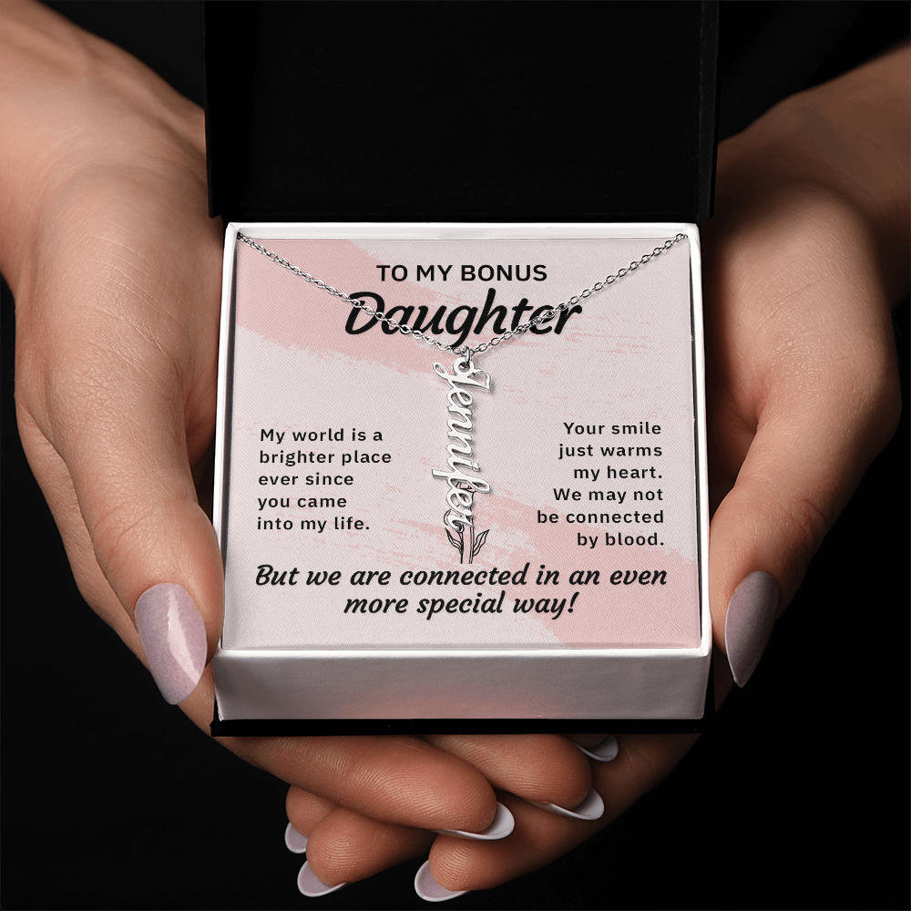 Bonus Daughter Personalized Name Necklace | Custom Stepdaughter Gift | Birthday, Christmas & Mother's Day