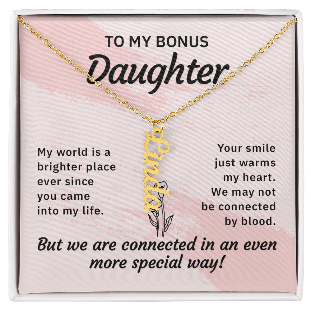 Bonus Daughter Personalized Name Necklace | Custom Stepdaughter Gift | Birthday, Christmas & Mother's Day