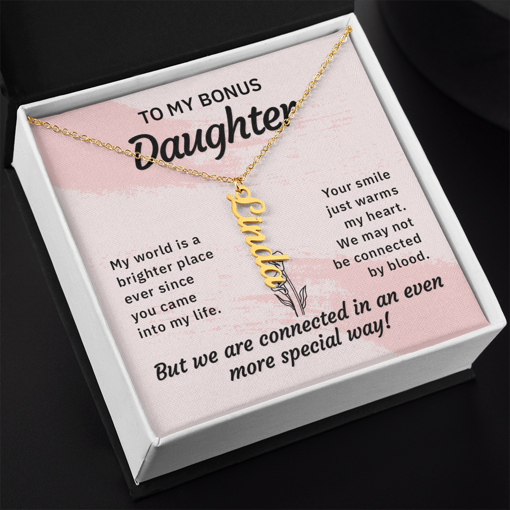 Bonus Daughter Personalized Name Necklace | Custom Stepdaughter Gift | Birthday, Christmas & Mother's Day