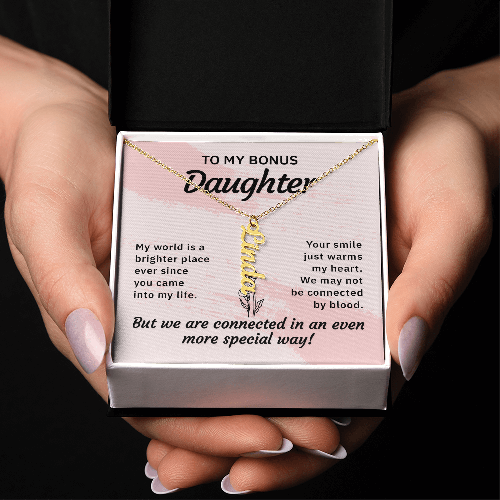 Bonus Daughter Personalized Name Necklace | Custom Stepdaughter Gift | Birthday, Christmas & Mother's Day
