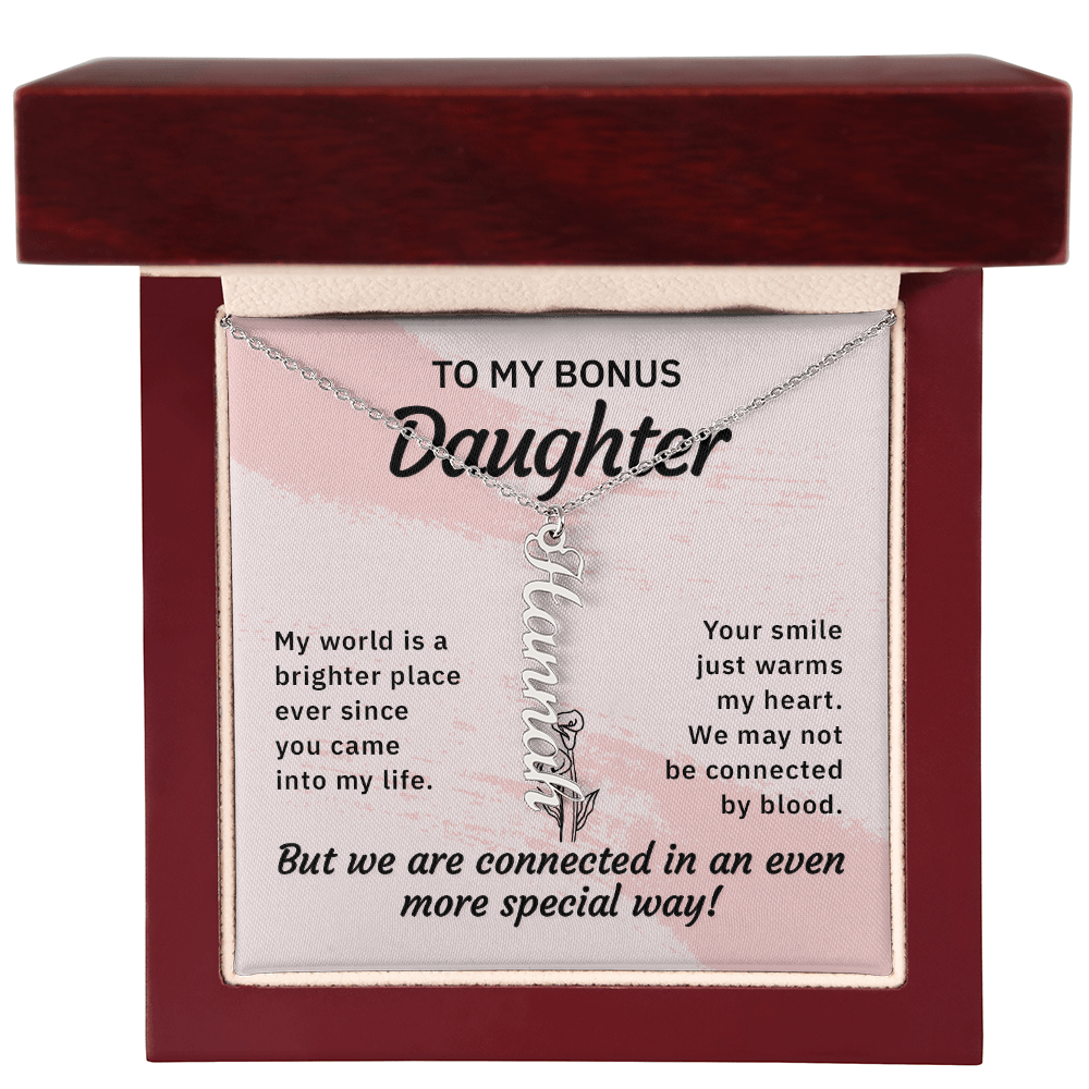 Bonus Daughter Personalized Name Necklace | Custom Stepdaughter Gift | Birthday, Christmas & Mother's Day