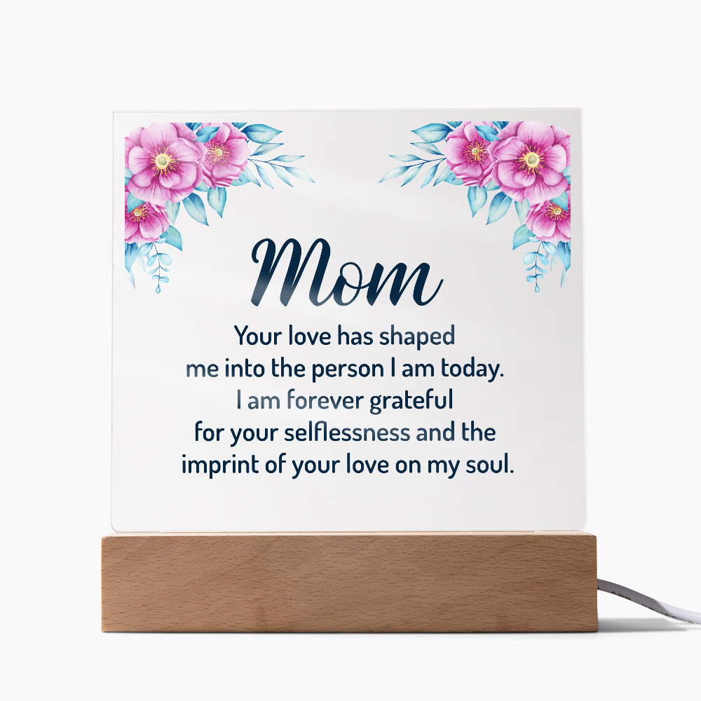 Acrylic Square Plaque - Mom