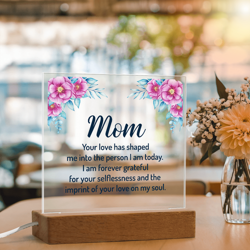 Acrylic Square Plaque - Mom