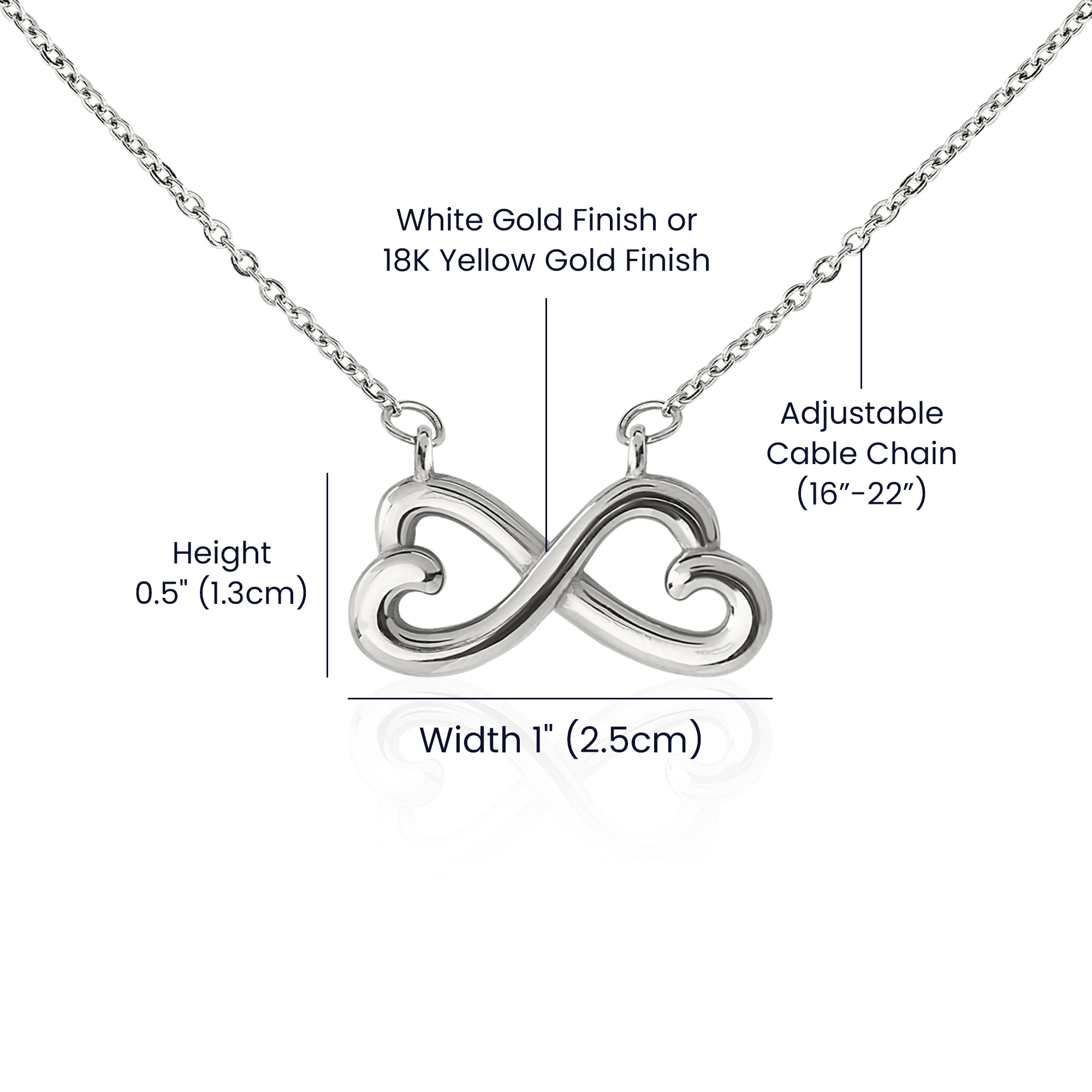 Collier Love Knot - Variantes en or jaune et blanc