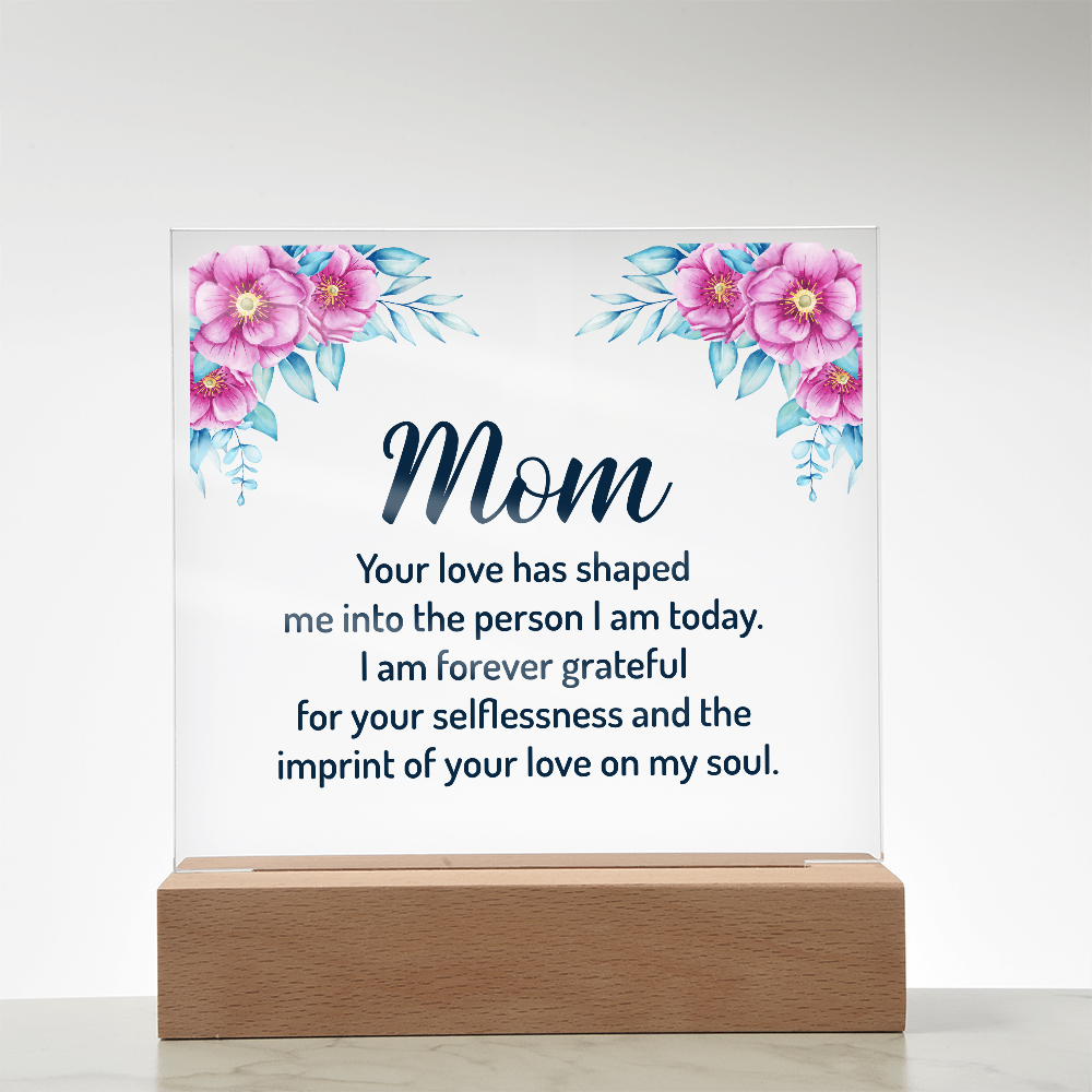 Acrylic Square Plaque - Mom