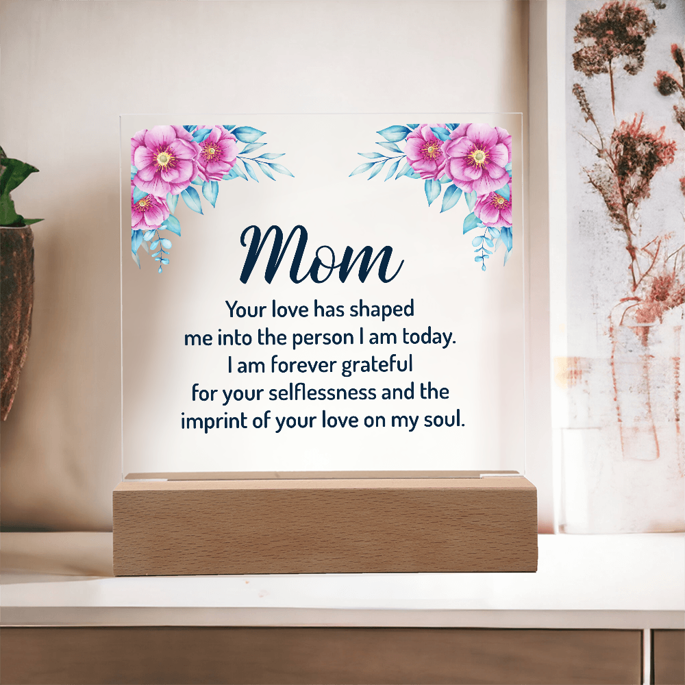 Acrylic Square Plaque - Mom