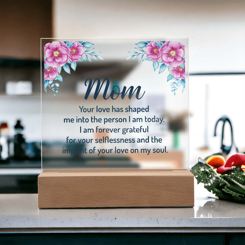 Acrylic Square Plaque - Mom