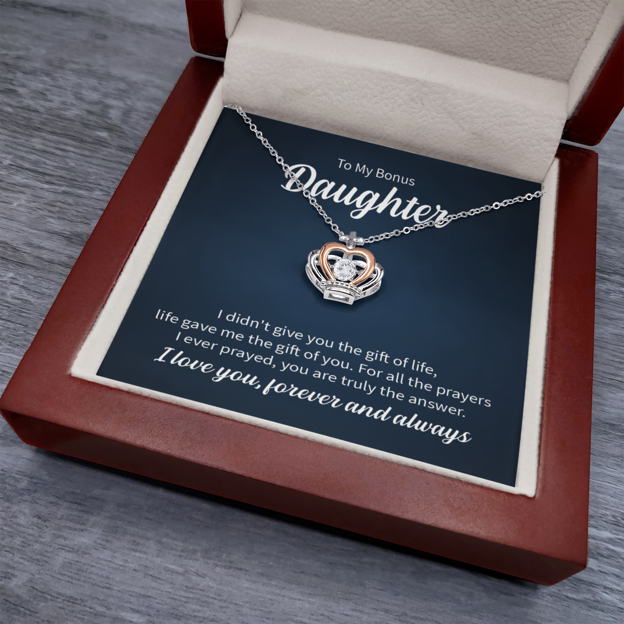Collier Pendatif Couronne - To My Bonus Daughter