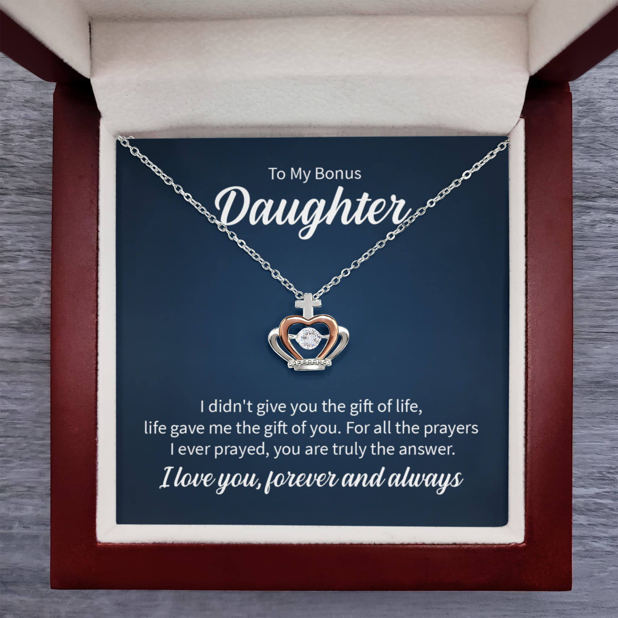 Collier Pendatif Couronne - To My Bonus Daughter