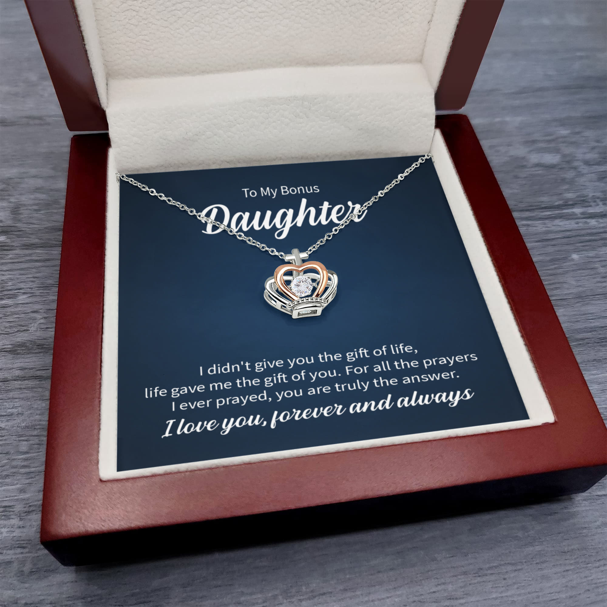 Collier Pendatif Couronne - To My Bonus Daughter