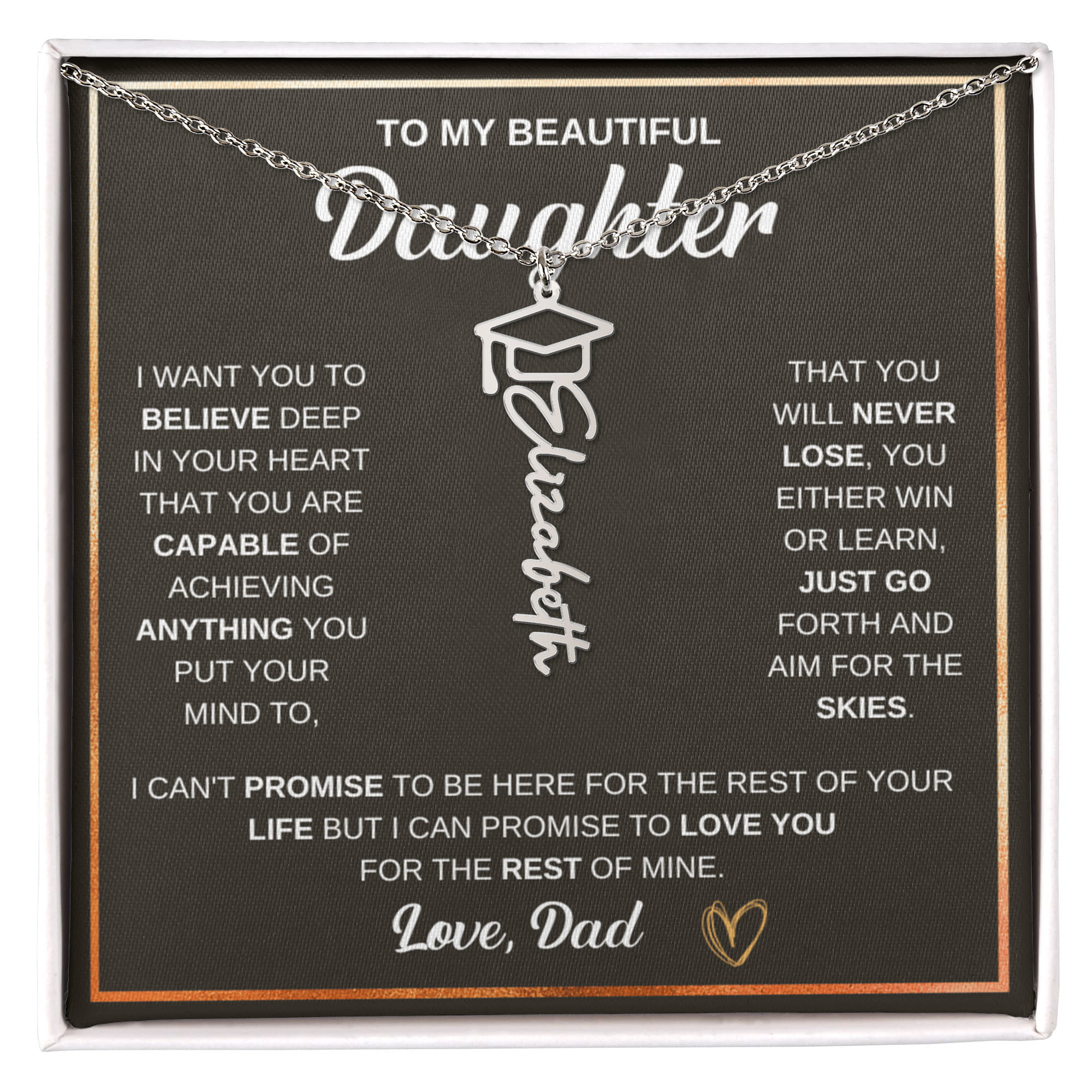 Graduation Cap Name Necklace