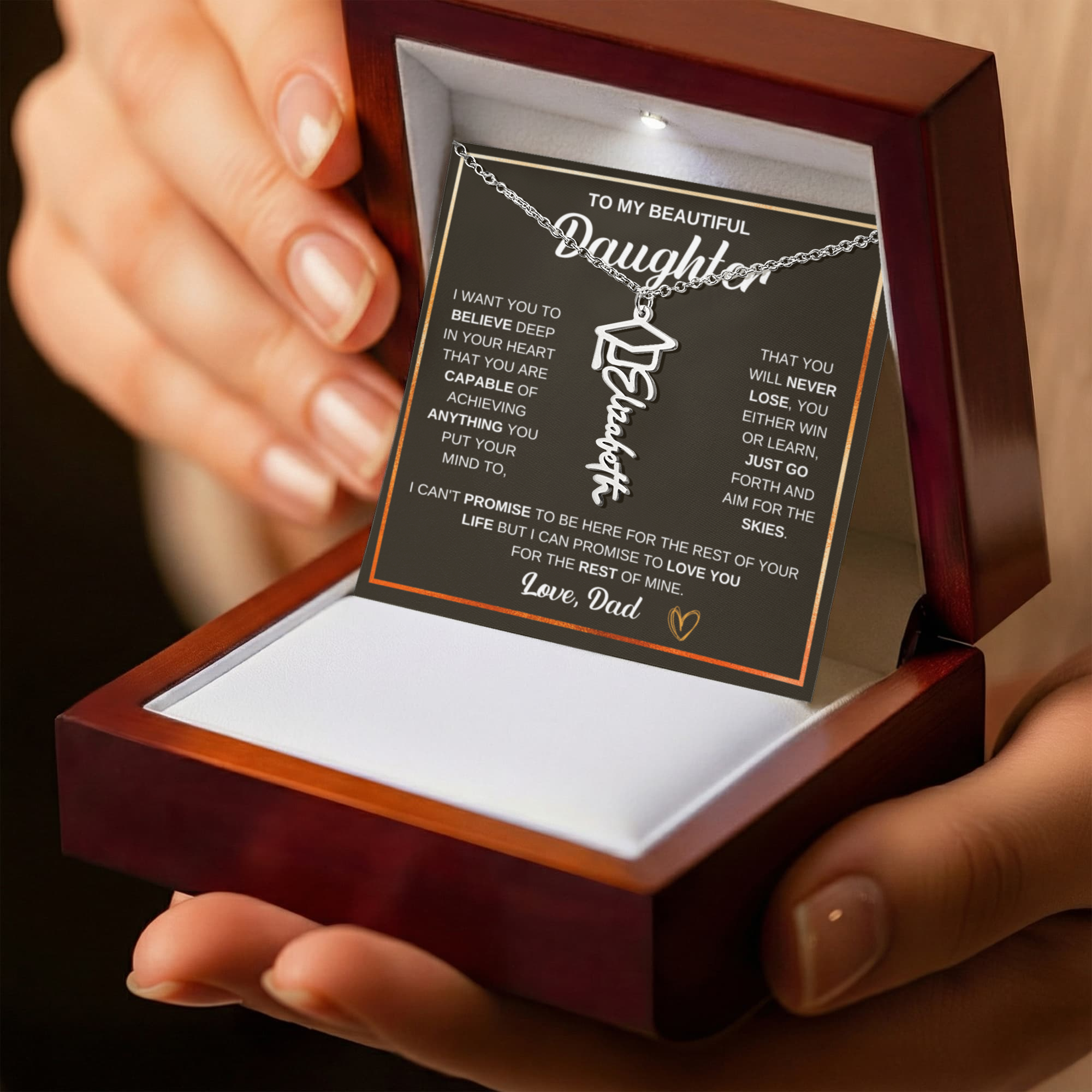 Graduation Cap Name Necklace