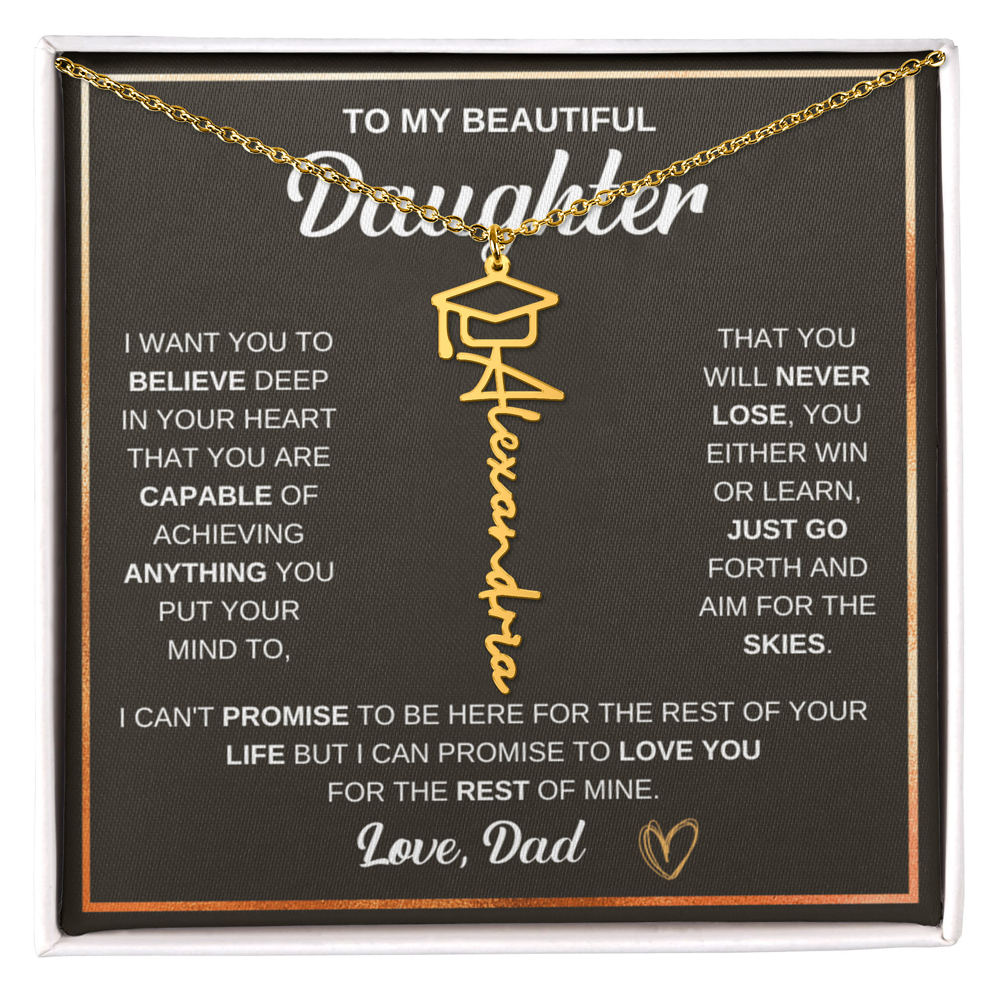 Graduation Cap Name Necklace
