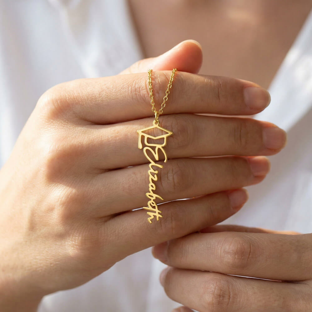 Graduation Cap Name Necklace