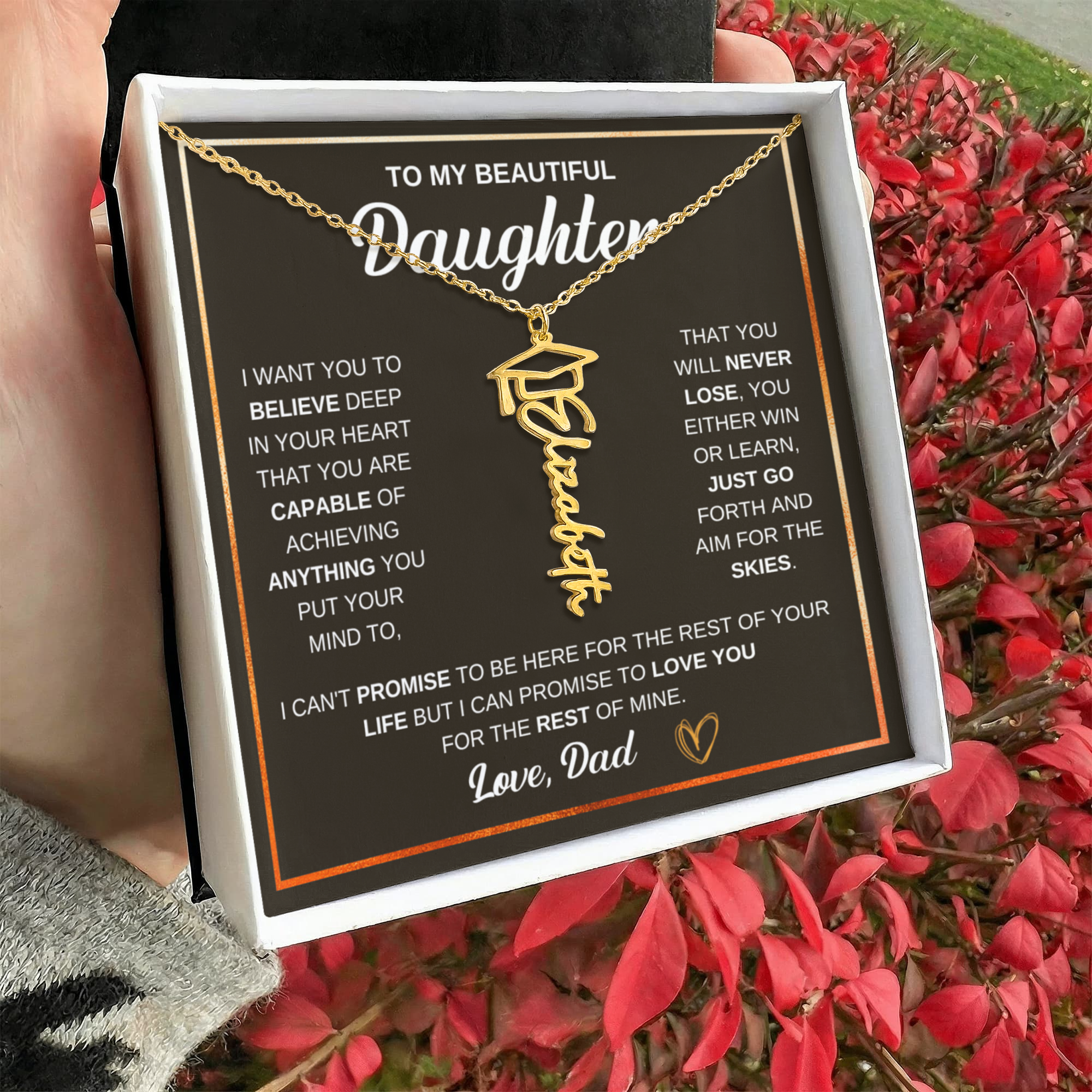 Graduation Cap Name Necklace