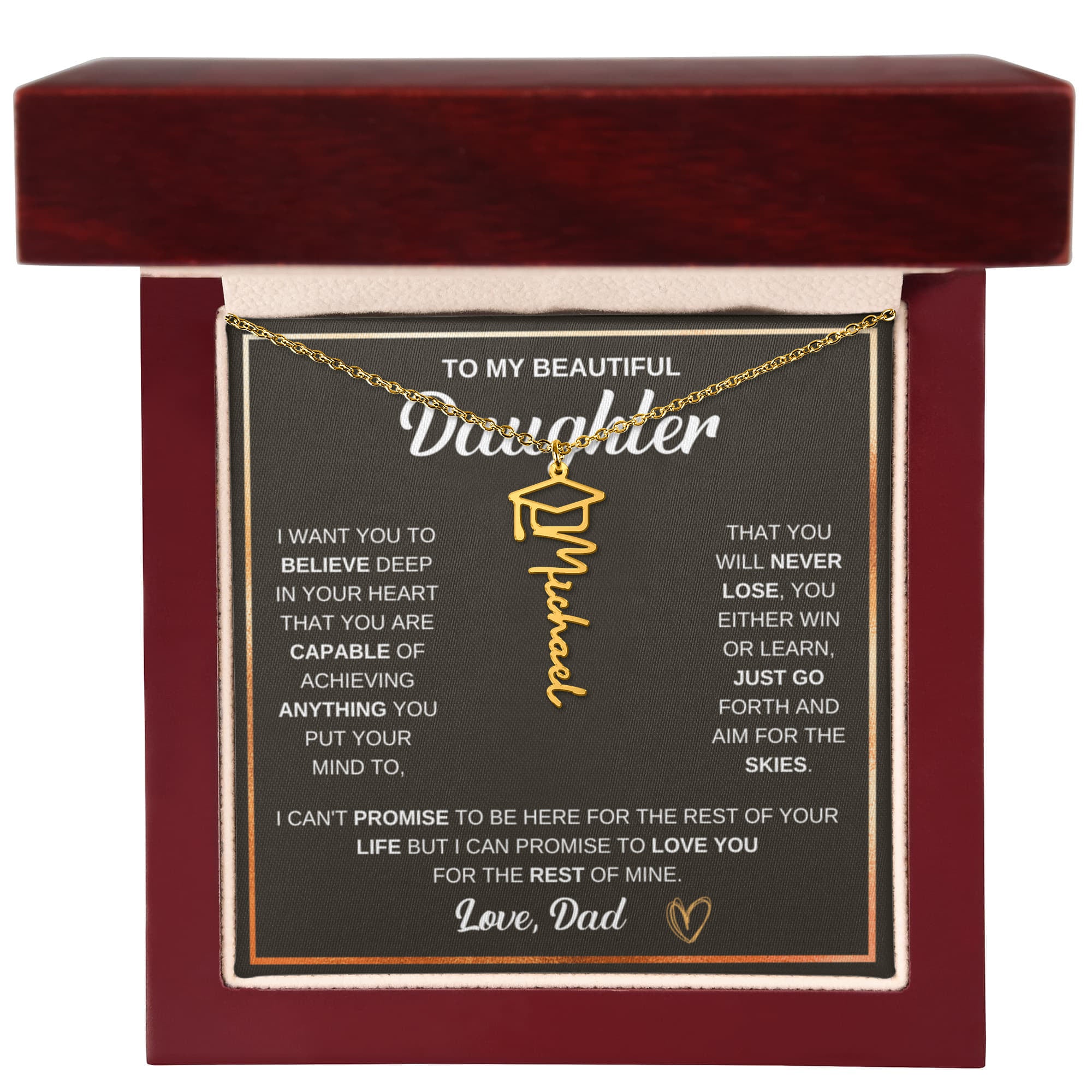 Graduation Cap Name Necklace