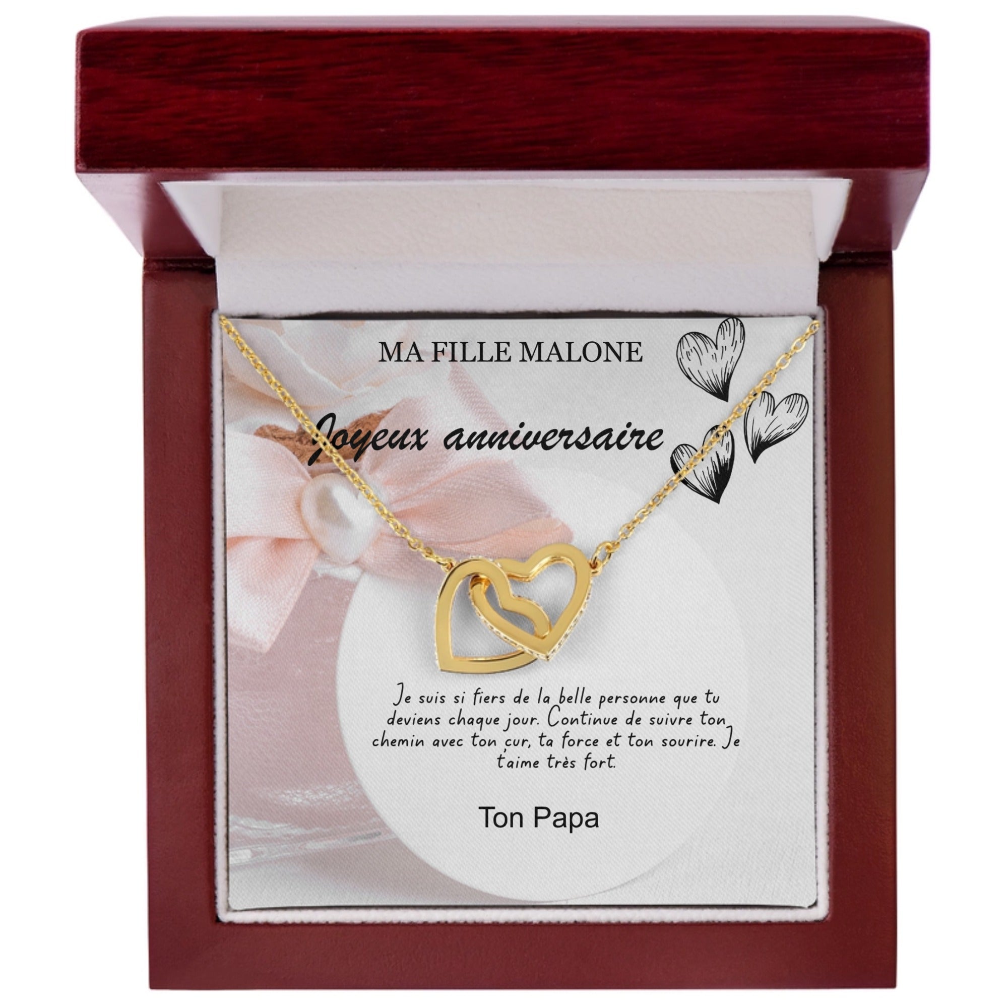 COLLIER DE COEURS ENTRELACÉS - JOYEUX ANNIVERSAIRES A MA FILLE