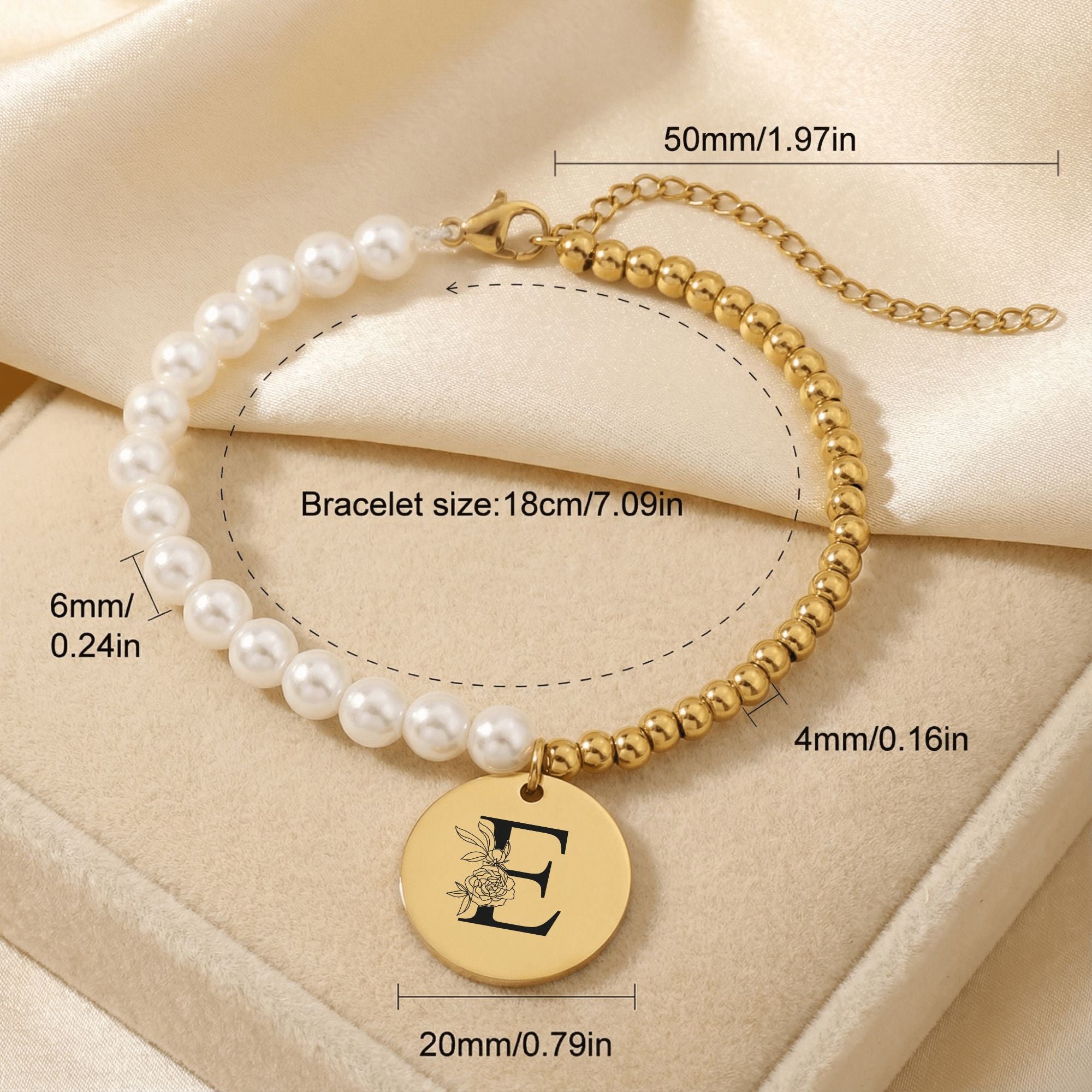 Premium Pearl & Gold Coin Bracelet: Mother of Pearl